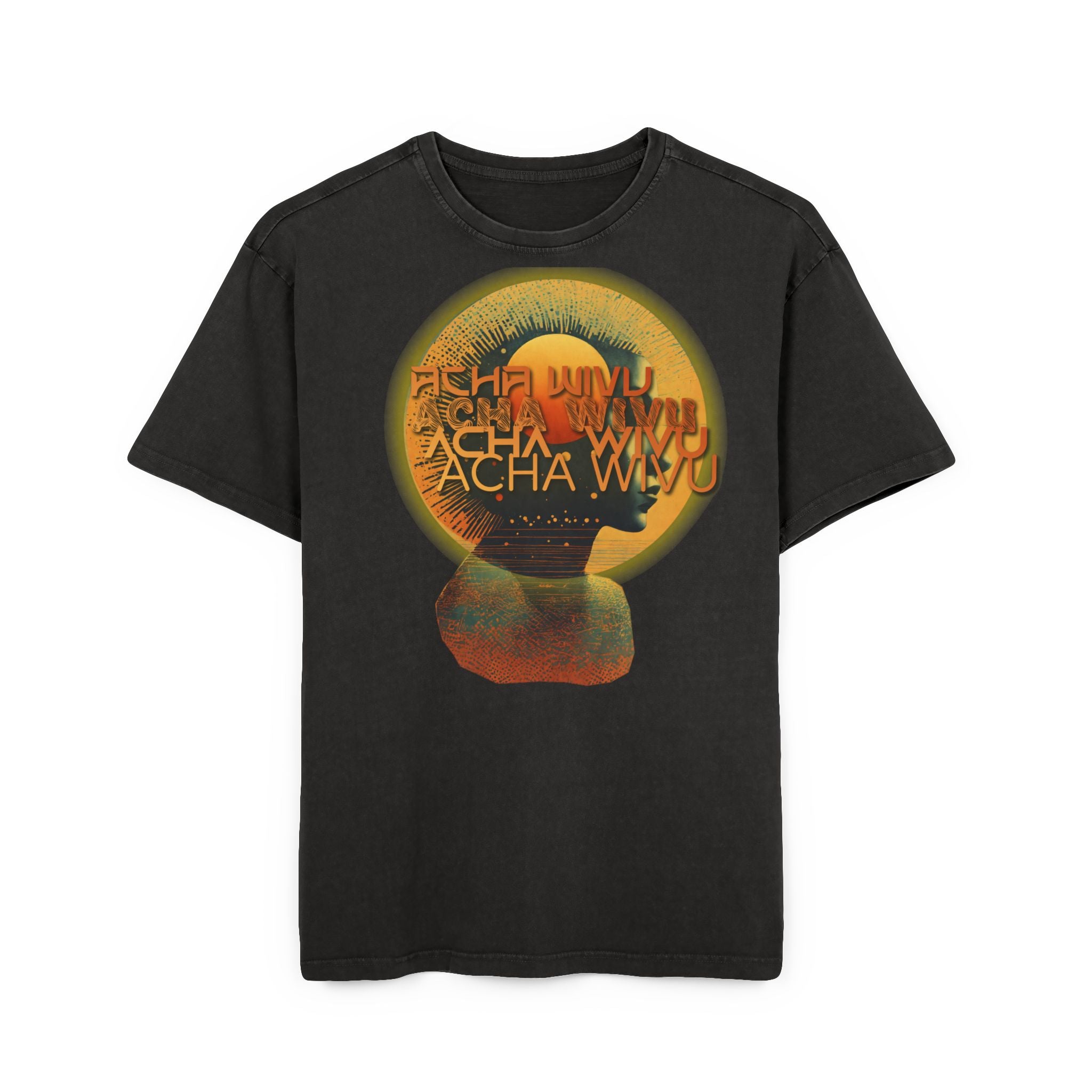 Retro Psychedelic Skull Tee — "Acha Wivu" Graphic Acid-Wash Shirt