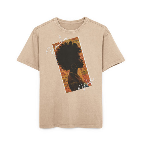 Afro Silhouette Acid Wash Tee — Vintage 'Woke' Graphic Oversized Shirt