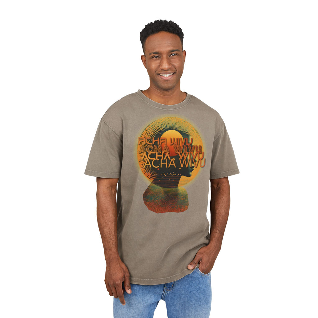 Retro Psychedelic Skull Tee — "Acha Wivu" Graphic Acid-Wash Shirt