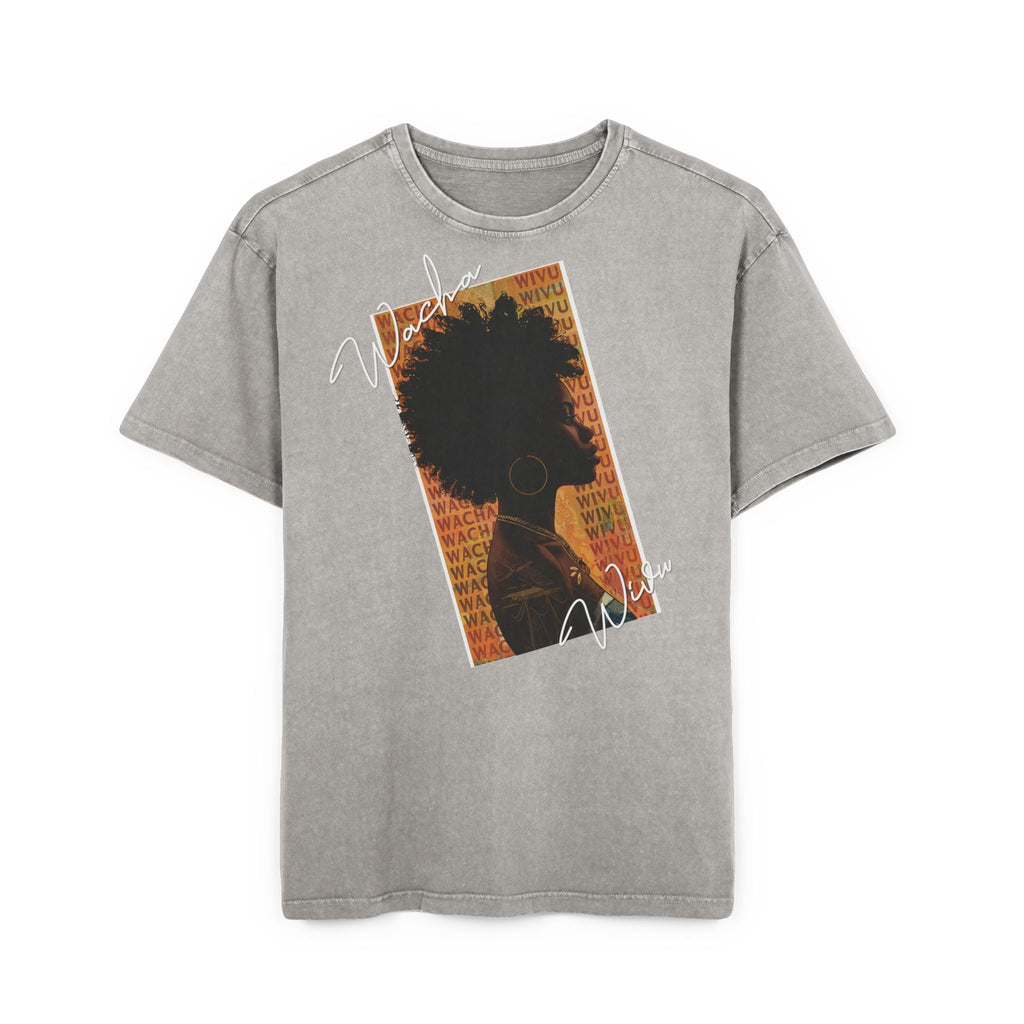 Afro Silhouette Acid Wash Tee — Vintage 'Woke' Graphic Oversized Shirt
