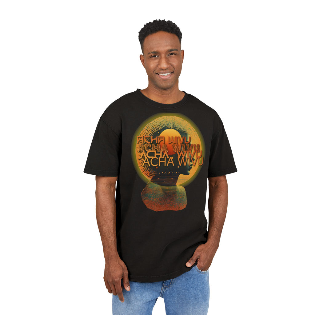 Retro Psychedelic Skull Tee — "Acha Wivu" Graphic Acid-Wash Shirt