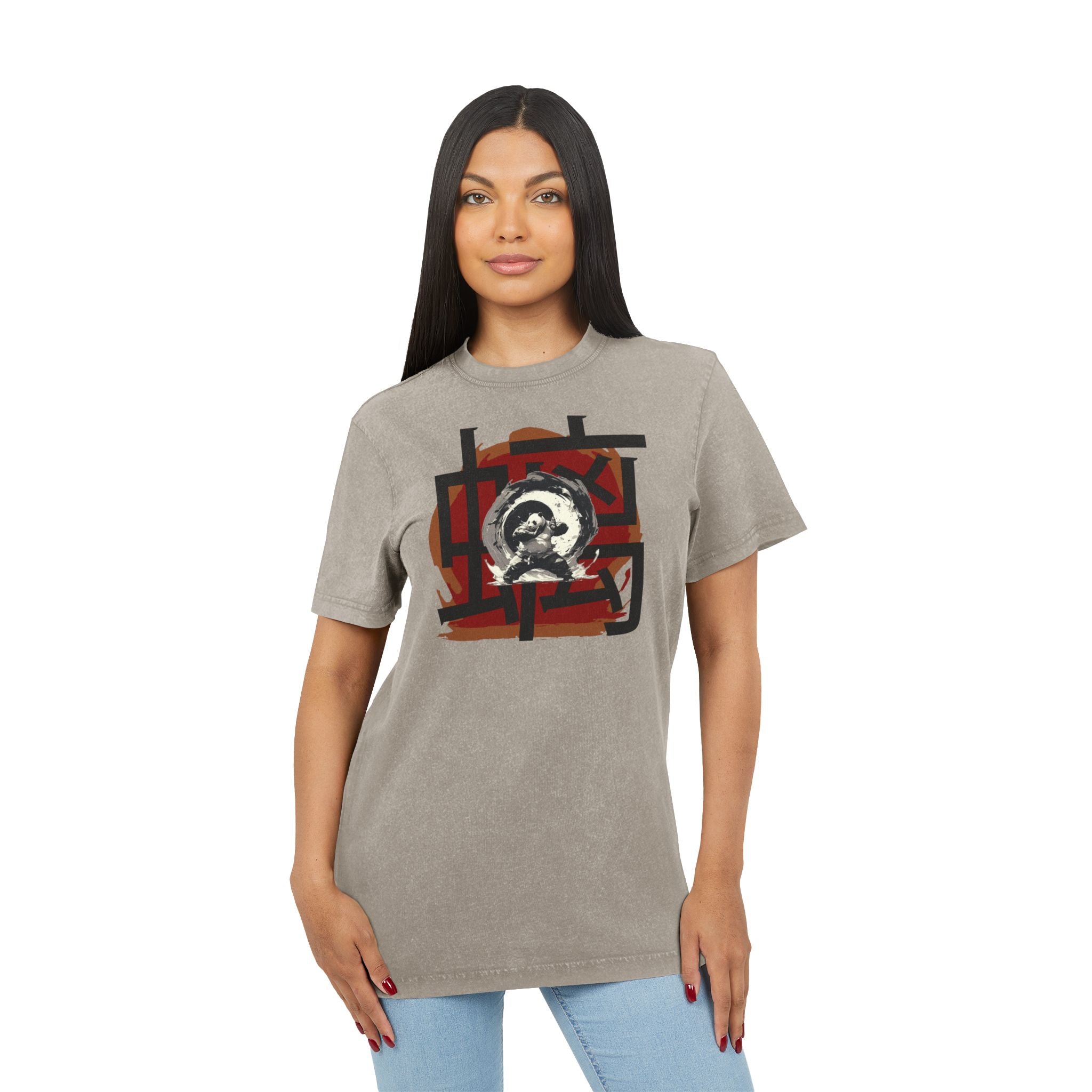 Acid Wash Graphic Tee — Vintage Moon Wolf Design